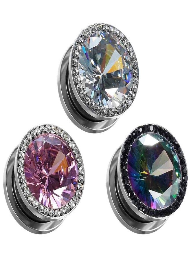 COOEAR Gauges For Ears Plugs and Tunnels Piercing Earrings Crystal With Zircon Style Expander Stretchers Size 2g(6mm) to 5/8"(16mm) - Image 2